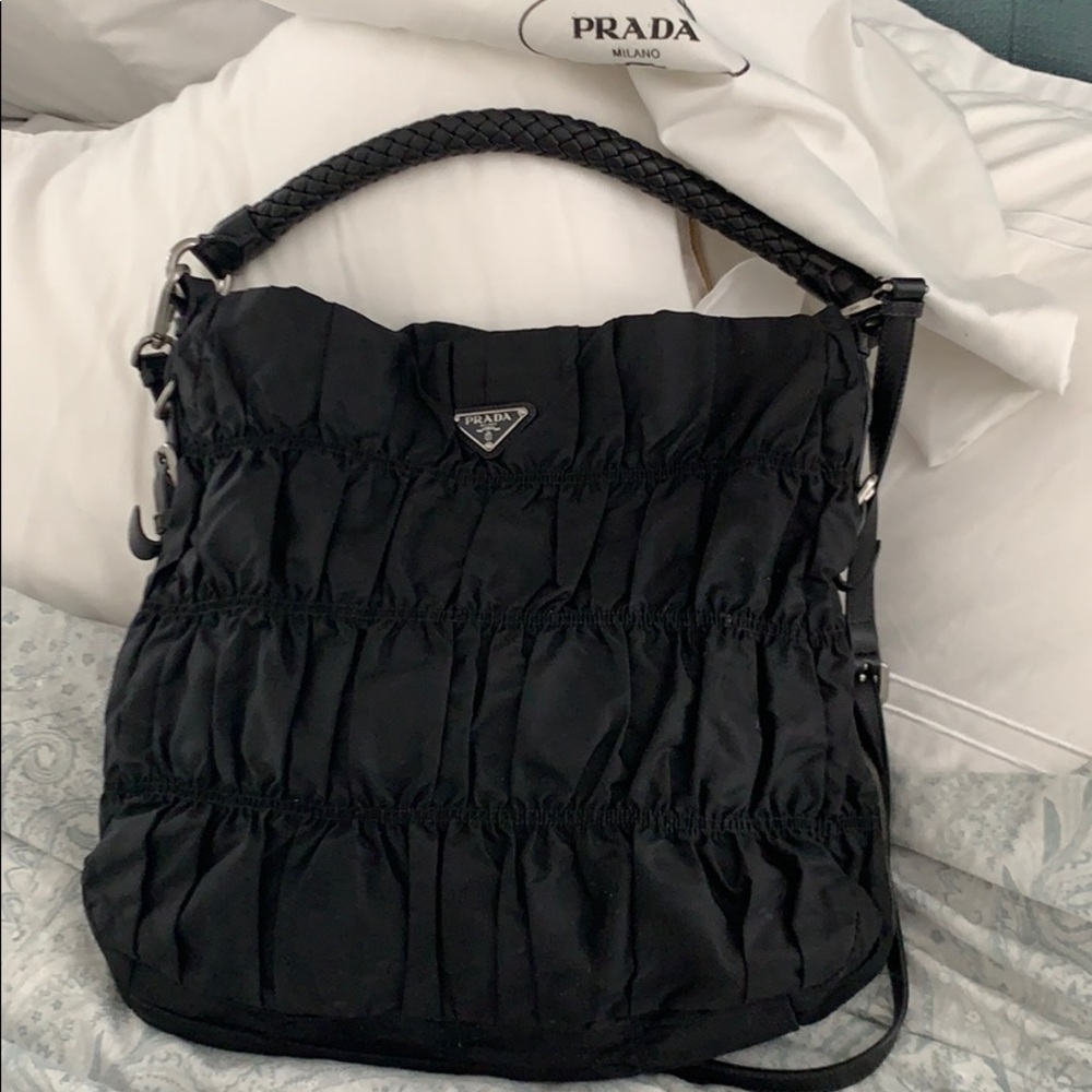 Prada authentic large black hobo w/ long strap